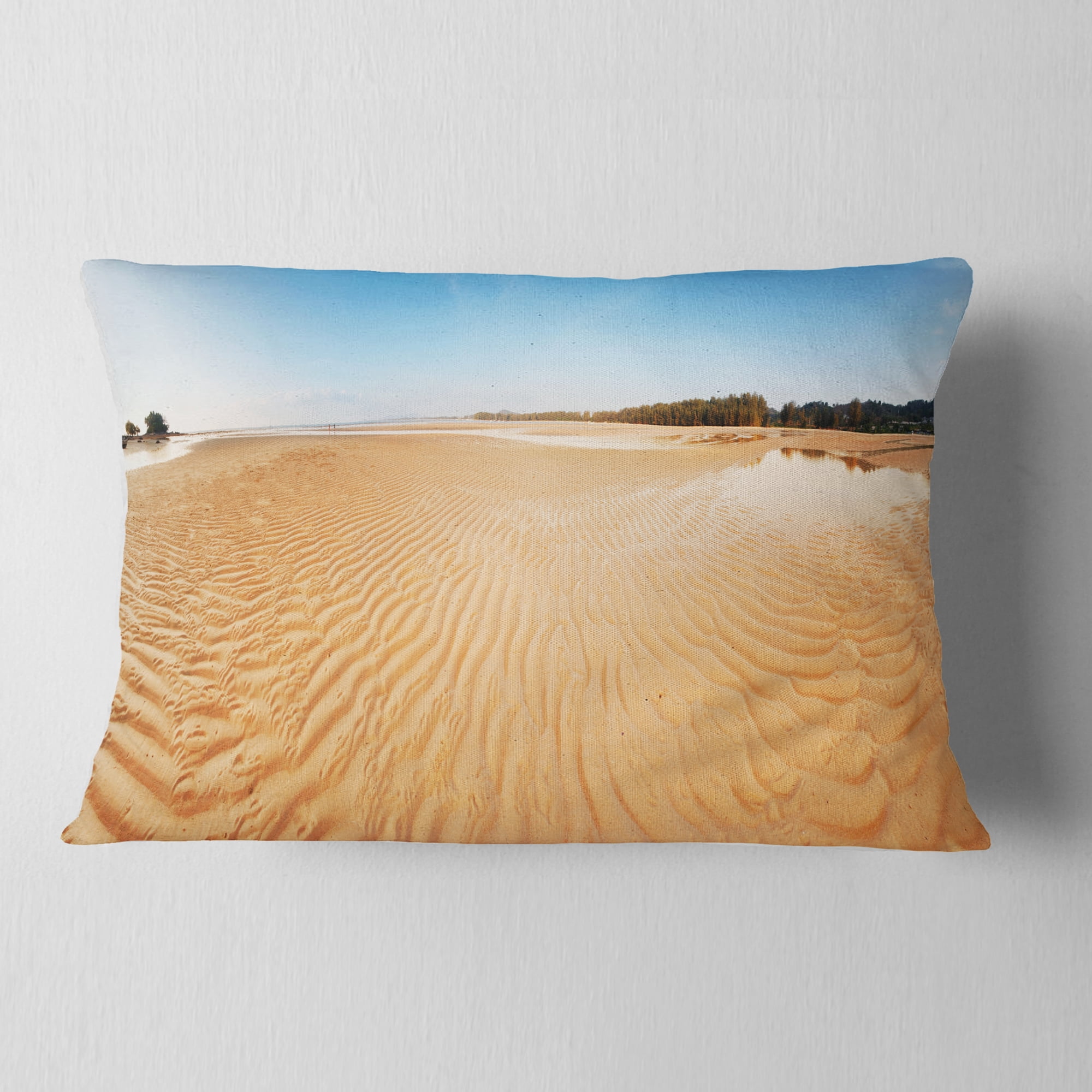 Designart Exotic Tropical Beach Panorama - Modern Seascape Throw Pillow - 12x20