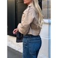 thumbnail image 4 of Chaquetas para Mujer, Informales, Holgadas, Cómodas, Estilo Utilitario, con Botones y Solapa Grande, , para Mujer. Caqui M, 4 of 7
