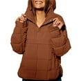 thumbnail image 1 of Chaqueta Acolchada Oversize para Mujer, Estilo Dolman, con Capucha, Larga, Cálida y Estilo Top Marrón Oscuro XL, 1 of 7
