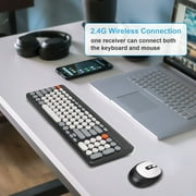 HUO JI Wireless Keyboard and Mouse Combos,USB 2.4GHz Receiver Plug and Play, Mixed Color Round Keycaps Retro Office Keyboards, for Windows, Mac, PC, Laptop, Desktop.(Black Grey)