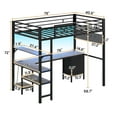 thumbnail image 5 of AMUZER Twin Size Loft Bed with L-Shaped Desk, LED Lights,Charging Station,Metal Loft Bed Twin with Desk, Fabric Drawers & Shelves, 13.4" H Safety Guard, No Box Spring Needed, Grey, 5 of 10