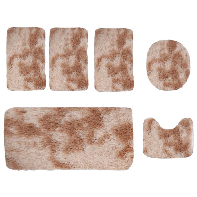 Feltree 6-Piece Complete Bathroom Rug Set with Long Plush Texture, Multi-Size Non-Slip Mats for Toilet/Shower/Sink, Latex-Backed Bath Mats for Whole Room Coverage