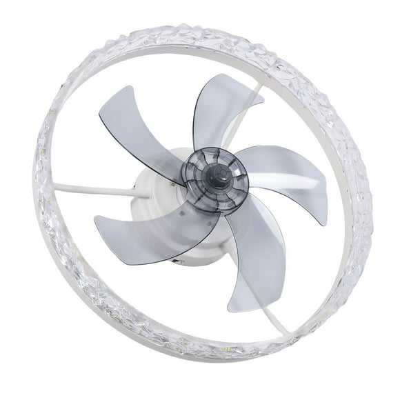 LED Ceiling Fan Light, 6 Speeds Flush Mount Ceiling Fan Memory Function for Bedroom White