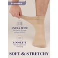 thumbnail image 4 of Hugh Ugoli Men's Cotton Diabetic Ankle Socks, Wide & Loose and Stretchy, Seamless Toe, Non Binding Top, Semi Cushion, 3 Pairs, Melange Grey/M.Beige/Navy Blue, Shoe Size: 8-11, 4 of 7