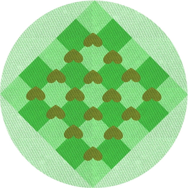 Ahgly Tapis Rond Lavable en Machine Intérieur Vert Jade Transitionnel, 5 Pieds Rond