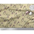 thumbnail image 2 of Soimoi Beige Cotton Cambric Fabric Floral Love Text Print Sewing Fabric Yard 58 Inch Wide, 2 of 3