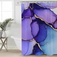 thumbnail image 5 of Ombre Purple Gold Marble Texture Shower Curtain, 72" x 72", Abstract Waves Art Waterproof Bathroom Curtain Washable Shower Curtain Set with 12 Hooks, 5 of 6