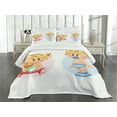 thumbnail image 3 of Ambesonne Cartoon Quilted Bedspread Set 3 Pcs, Modern Cartoon Characters, Queen Size, Multicolor, 3 of 5