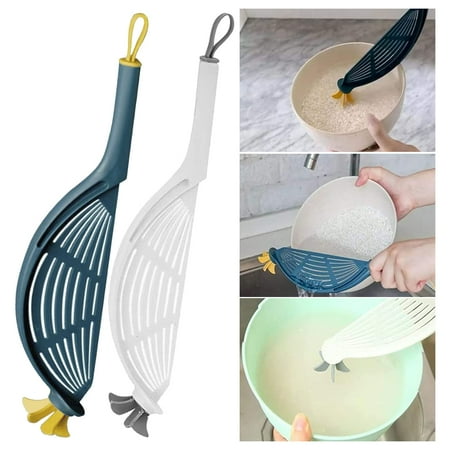 

verlacoda Hanging Rice Washer Strainer Kitchen Rice Washing Brush Rice Washing Tool Multifunctional Handheld for Fruit Vegetables Noodle Rice Cleaner Household