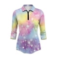 thumbnail image 2 of Uorisanigo Rainbow Butterfly Womens Golf Shirt Soft Comfortable Women's 3/4 Sleeve Athletic Golf Shirts Fashion Quarter Zip Breathable Polyester Spandex Fabric Tennis Tops Size 2XL, 2 of 7