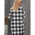 thumbnail image 3 of Lapel plaid shirt women's medium and long sleeve autumn and winter coat, 3 of 5