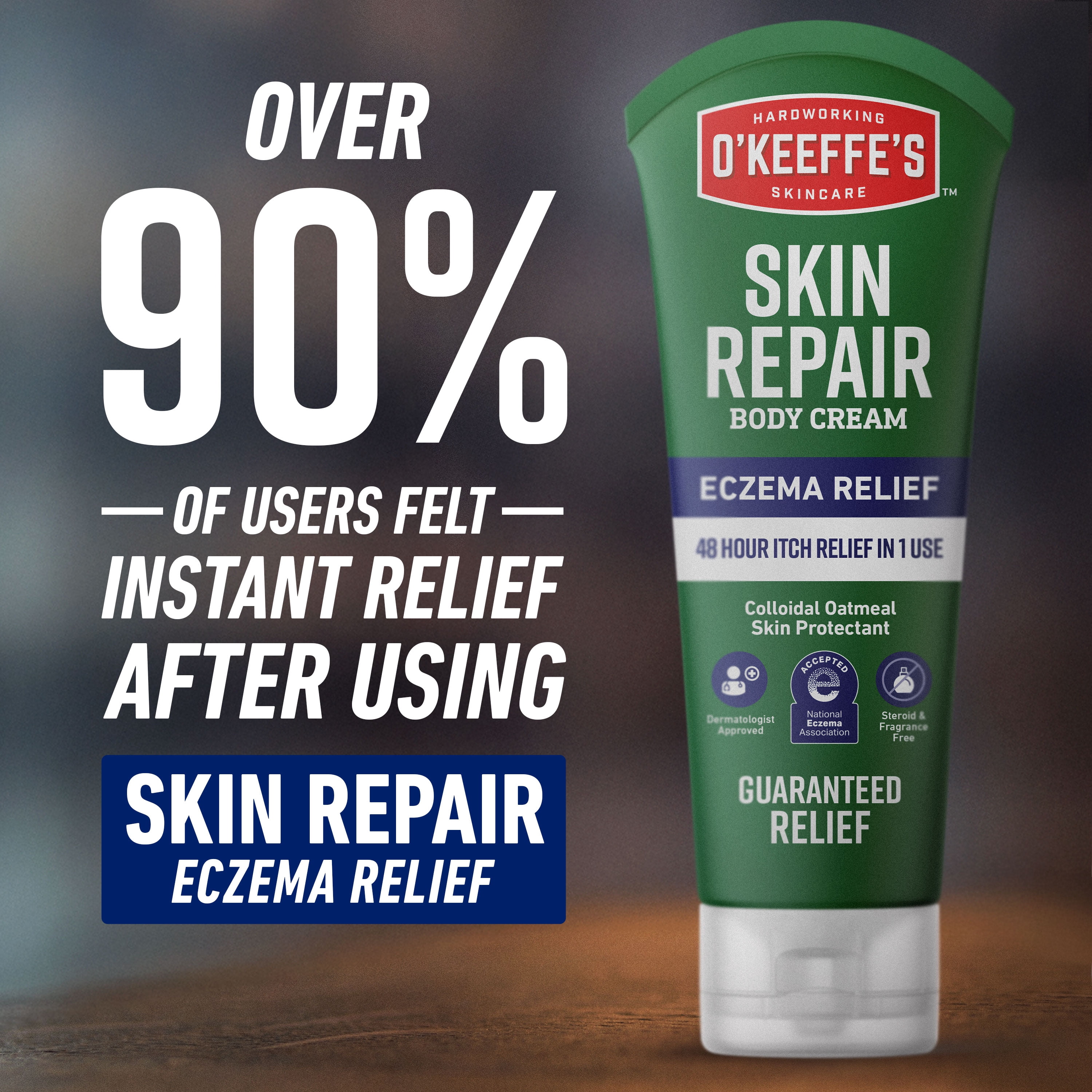 O’Keeffe’s Skin Repair Eczema Relief Body Cream, 48 Hour Moisture, 2% Colloidal Oatmeal, Unscented, 7oz Tube
