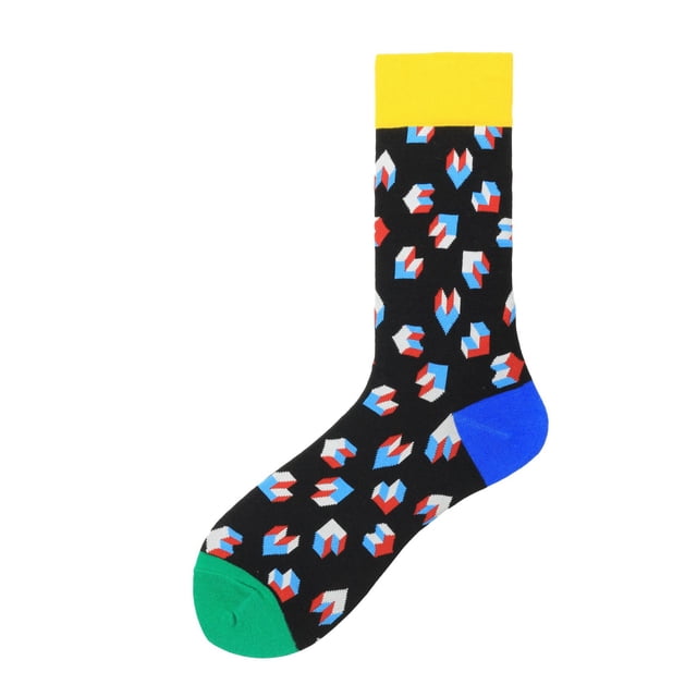 Calcetines de moda de otoño e invierno para hombres y mujeres, calcetines de patineta con dibujos de animales y rompecabezas de colores
