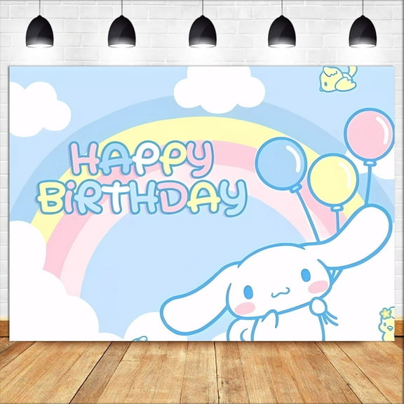 Happy Birthday Anime Cinnamoroll Theme Backdrops Banner Birthday Party Decor Supplies,5.9x3.6ft
