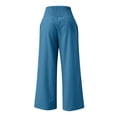 thumbnail image 4 of Linen Pants Women Linen High Waist Summer Beach Travel Vacation Wide Leg Sweatpants Women Light Blue 2Xl, 4 of 8