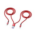 thumbnail image 1 of Charging Cable 5A Quick Charge 2 in 1 Nylon Braided 1.2m for Android/Type-C/for iOS Data USB Wire for Home-Red, 1 of 3