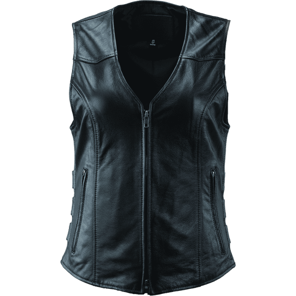 River Road Plains Leather Vest Black Womens - XL