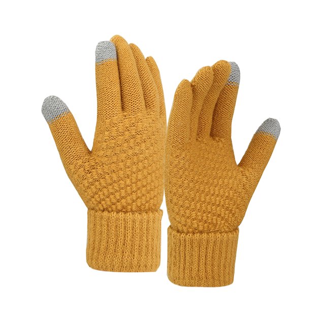 CSChome Winter Touch Screen Gloves Women Winter Touch Screen Gloves - Thick Plush Knit Color Matching Windproof