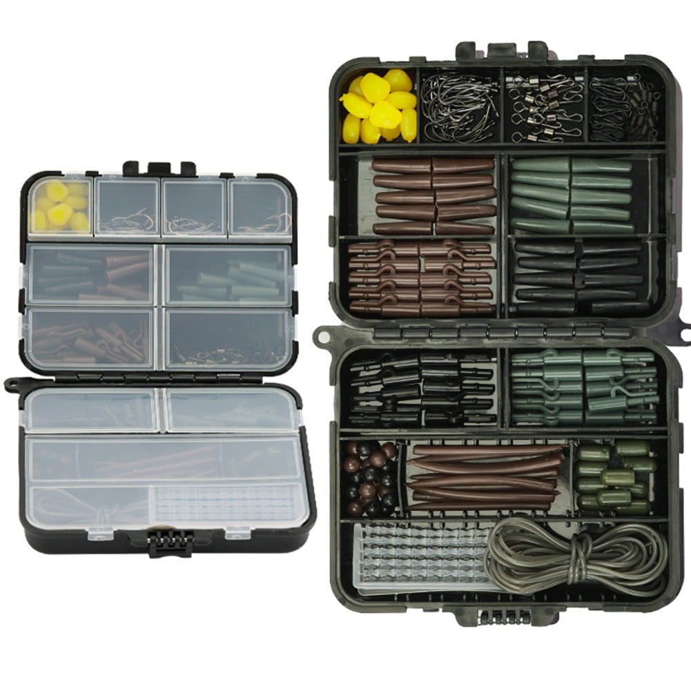 SUKIY 173pcs Carp Fishing Tackle Box Kit Carp Fishing Rigs Swivel Snaps Helicopter Rig