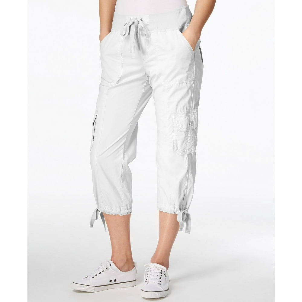 Calvin Klein - Calvin Klein Poplin Capri Cargo Pants White S - Walmart ...