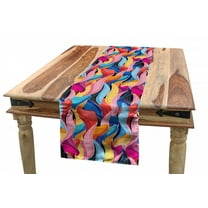 Colorful Table Runner, Abstract Graphic Pattern of Unusual Ornamental Waves Flow Continuity Creativity, Dining Room Kitchen Rectangular Runner, 3 Sizes, by Ambesonne
