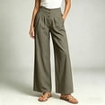 thumbnail image 2 of RQYYD Palazzo Pants for Women High Waist Pleated Front Button Detail Loose Wide Leg Casual Summer Pant with Pockets, 2 of 6