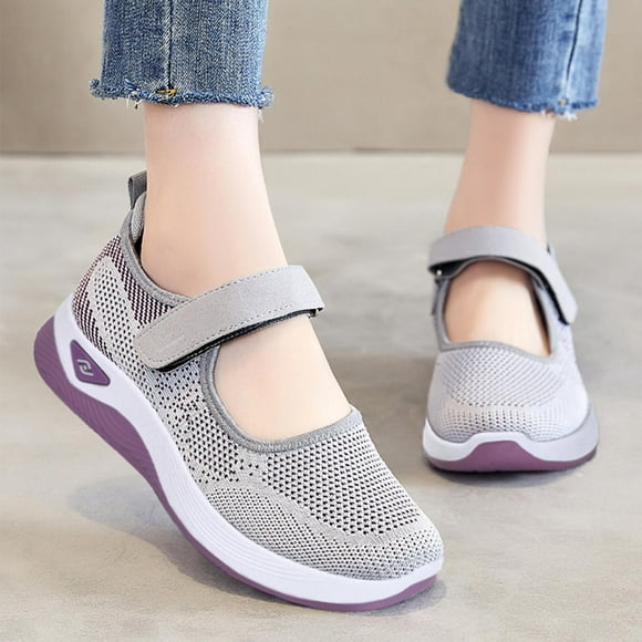 Xysaqa Slip on Work Shoes Women, Dress Shoes for Women Women's New Large Size Casual Mesh Slip-on Women's Shoes Soft Sole Breathable Fashion Mother Shoes Work Office Shoes Womens on Clearance
