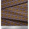 thumbnail image 2 of Soimoi Brown polyester Crepe Fabric Geometric,Yellow & Purple Floral Damask Print Sewing Fabric BTY 52 Inch Wide, 2 of 3