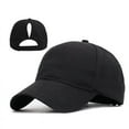 thumbnail image 3 of Womens Distressed Ponytail Baseball Cap Cotton Dad Hat with Ponytail Hole Pure Color High Ponytail Baseball Cap for Women Girls Sport Running Golf Tennis Caps Bundle Hair Tie High Messy Bun Ponycap, 3 of 8