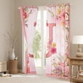 thumbnail image 3 of Homewish Initial Letter J Black Out Curtains,Kawaii Flower Floral Curtains Pack of 2 (42x63 Each),Girls Pink Bedroom Curtains For Princess,Breathable Bedroom Decoration, 3 of 6