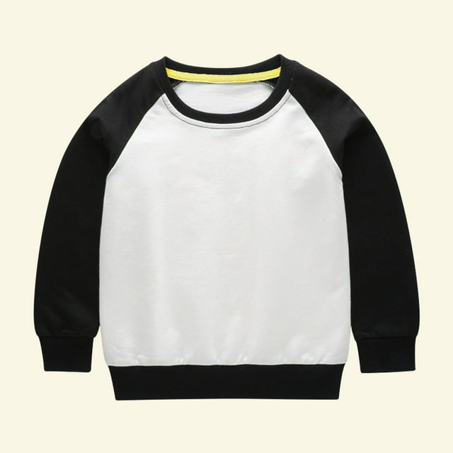 AherBiu Chandails en Molleton à Col Rond pour Tout-Petits et Enfants Filles Garçons Coton Léger Pull Décontracté Athlétique Colorblock