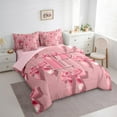 thumbnail image 3 of Castle Fairy Cartoon Bow Letter Monogrammed P Bedding Comforter Set 7 Pieces for Teenagers Boys Girls,Kawaii Ribbon Bowknot Full Bedding Set Lightweight,Cute Bowtie Initial Fitted Sheet Flat Sheet, 3 of 8