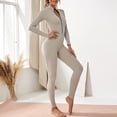 thumbnail image 5 of SEARCHI Womens Jumpsuit Long Sleeve Solid Color  Zip,  Piece Casual Workout Sets Sexy Bodycon Legging  Jogger Yoga Runing, Silver, 5 of 6