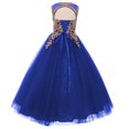 thumbnail image 2 of Girls Formal Long Pageant Dresses Prom Ball Gown Gold Lace Burgundy Tulle, 2 of 6