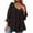 Black, variant on Njagoc3 Solid Color 3/4 Sleeve V-Neck Ruffle Trim Plus Size Blouse – Soft Cotton, Loose Fit for Summer Casual & Home