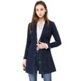 thumbnail image 3 of Chaqueta Vaquera Vaquera Larga Con Cinturón Y Solapa Con Muesca Para Mujer Azul oscuro S, 3 of 6