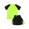 thumbnail image 2 of Haitryli  Boys Soccer Football Jersey Outfits V-Neck Short Sleeve T-Shirt and Shorts Set Kids Sports Team Training Uniform Green 7-8, 2 of 7