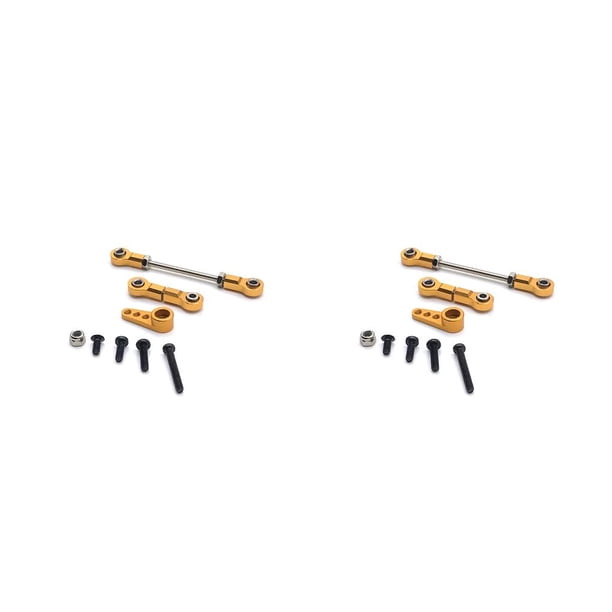 Tholdsy 1 Juego de báscula de brazo de dirección para coches de control remoto piezas mejoradas Mini cambio directo decorativo pragmático Servo enlace Oro 2piezas Tholdsy CBP204550