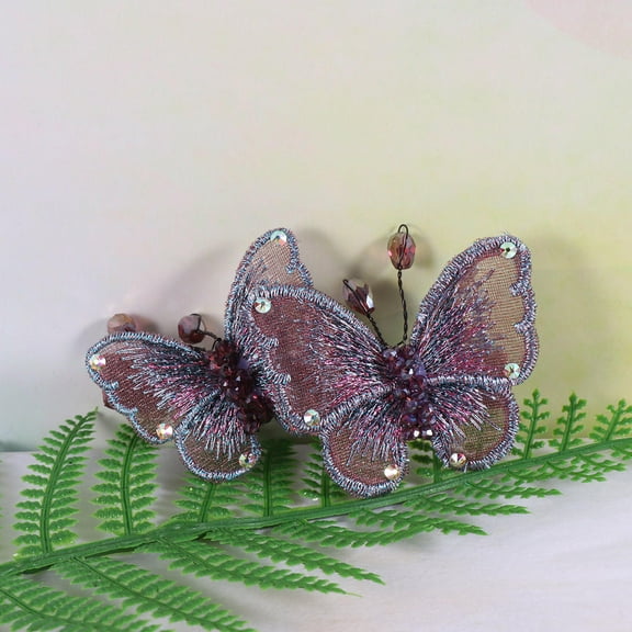 MLINS  Hair Butterfly Pins Crystal Embroidered Clip Thin Miss Women's