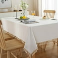 thumbnail image 2 of Enova Home High Quality Washable Rectangle Cotton tablecloths, Wrinkle Resistant Washable Dining Room Table linen for Rectangle Table Off White - 55", 2 of 5