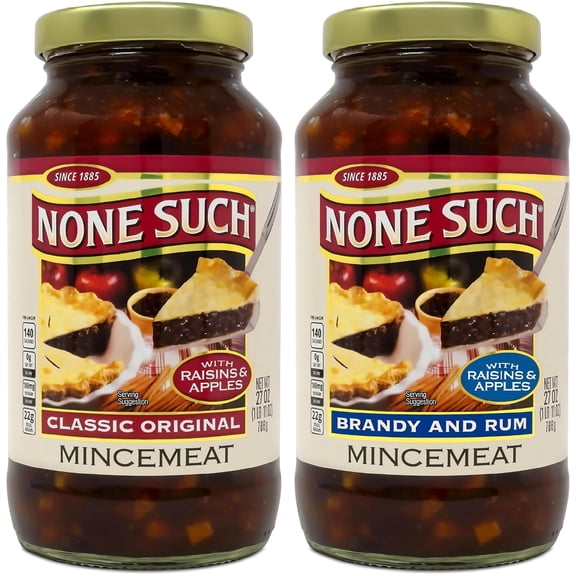 None Such Mincemeat Pie Filling Variety Pack, Original & Brandy & Rum, 2 x 27 oz Jars
