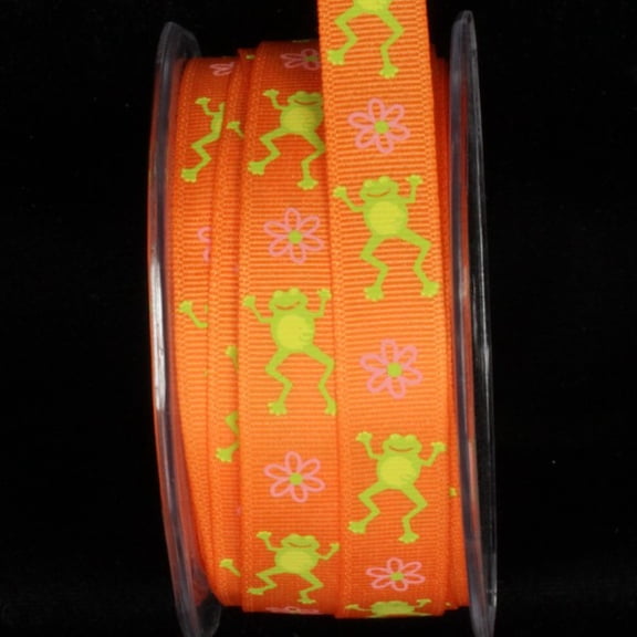 The Ribbon People Orange and Green Frog Wired Craft Ribbon 0.5" x 54 Yards