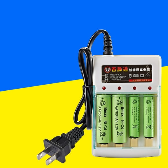 Amyove 1.2v 250ma Chargeur de Batterie Chargeur de Charge Indépendant à 4 Fentes pour Batterie Rechargeable Ni-cd Aaa