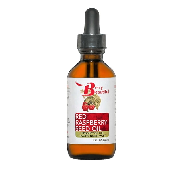 Aceite de semilla de frambuesa roja Berry Beautiful - 2 fl oz - Prensado en frío a partir de frambuesas cultivadas por agricultores de Northwest Berry Co-op