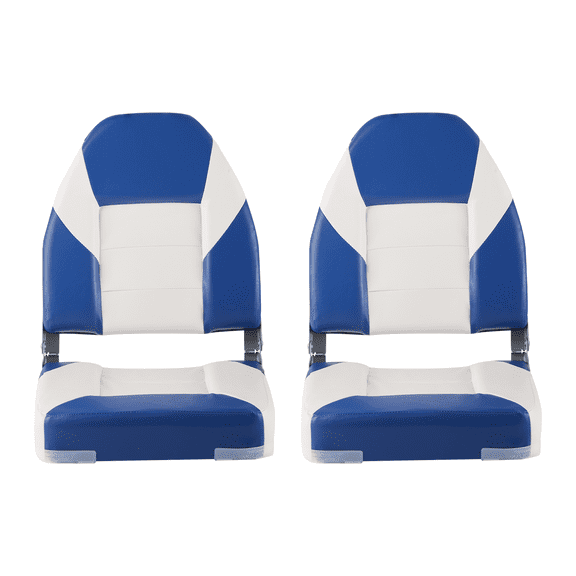 High Back Boat Seat 21.85", Folding Boat Chair with Thickened Sponge Padding and Hinge, Fold-Down Boat Captain Chairs for Fishing Boat, Sightseeing Boat, Speedboat, Canoe, 2-Pack