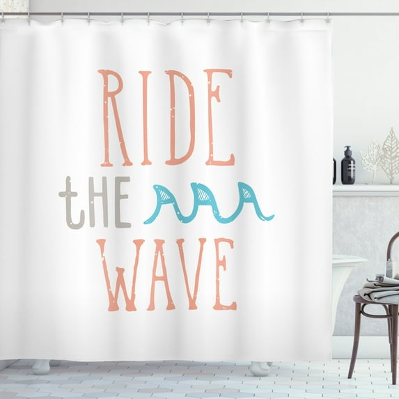 Ambesonne Ride the Wave Shower Curtain, Exotic Sports, 69"Wx75"L, Pale Pink Aqua