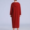 thumbnail image 3 of Previn Men's Housecoat Long Sleeve Robe Hooded Soft Zipper Zip Up V Neck Mid-length Loungewear Lightweight Hoodie House Coat Burgundy Large-X-Large, 3 of 4