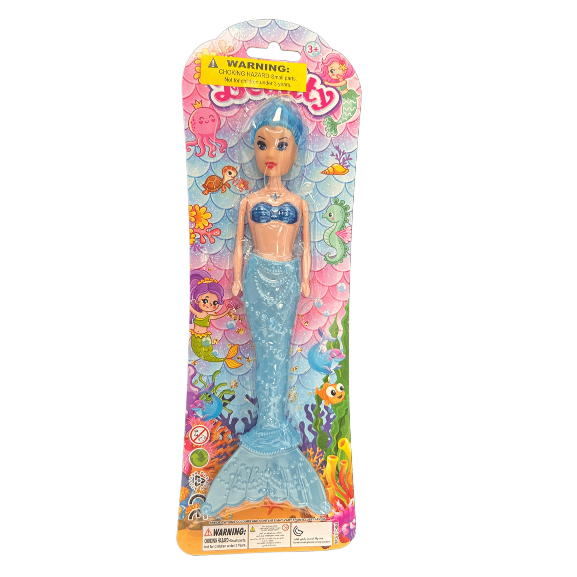 9 in LED Light Up Mermaid Doll, Colorful Design, Interactive Features, Vibrant Hair, Matching Tail, Pre Lit Battery, Perfect for Playtime, Parties, Storytelling, Magical Adventures, Blue