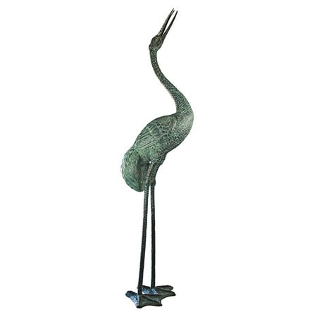 - Design Toscano Colossal Straight Neck Crane Bronze Garden Statue