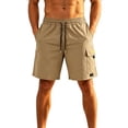 thumbnail image 2 of Athletic Cargo Shorts Mens Daily Casual Summer Twill Drawstring Classic Chino Stretch Short with Pockets Khaki S, 2 of 6